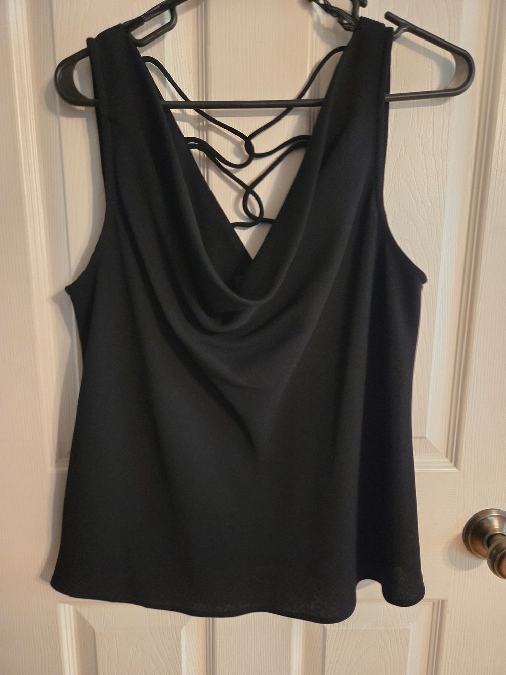 S.L. Fashions Black Cowl Neck Strappy Back Sleeveless Top Size 18